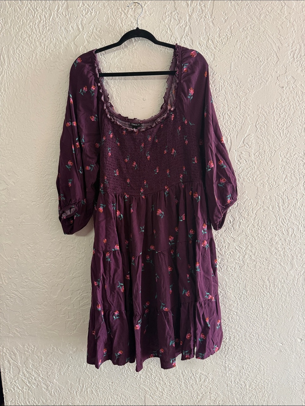 torrid Plum Floral Smocked Midi Dress